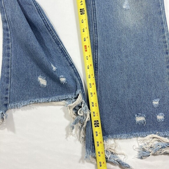 Women’s Denim Jeans High Rise Flare and Wide Leg  Fray Hem Distressed Size M - Picture 11 of 12